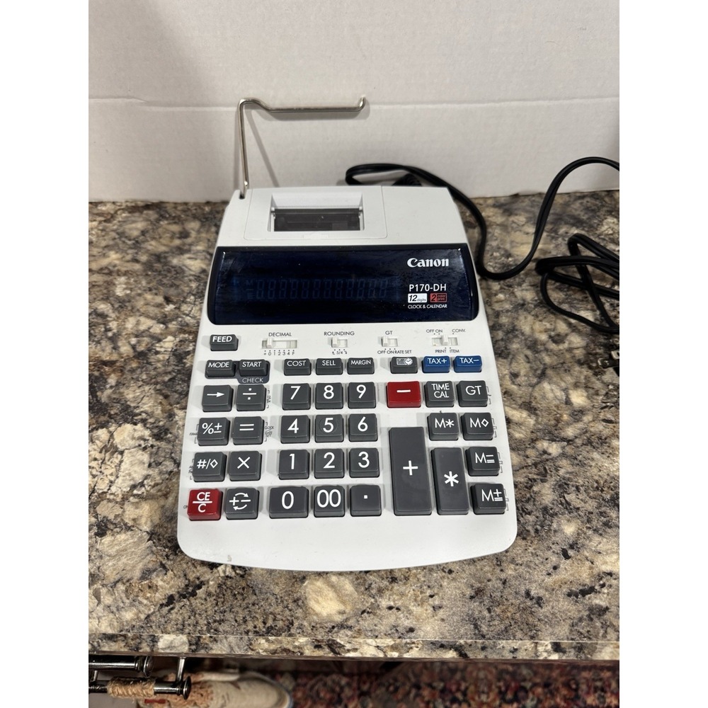 Canon P170-DH Printing Calculator 12-Digit 2 Color Print Clock and Calendar